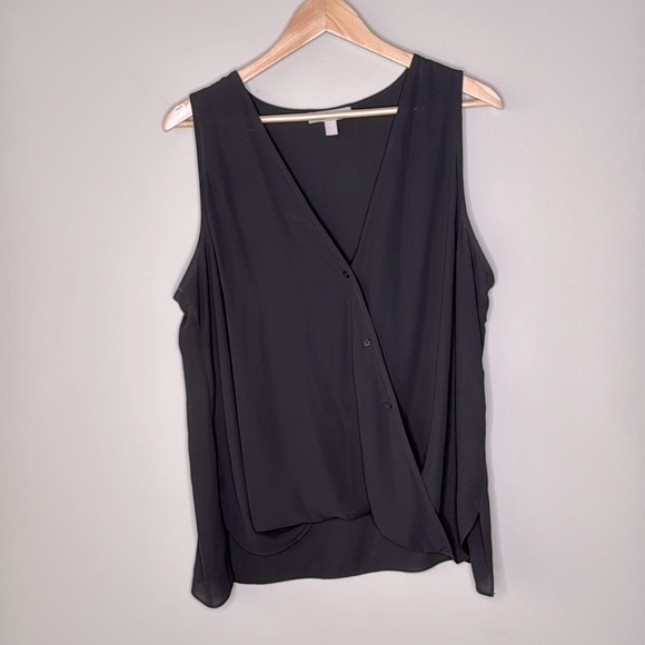 Chelsea 28 Nordstrom Sleeveless V-Neck Wrap Top Blouse in Black Size XXL - Picture 2 of 6